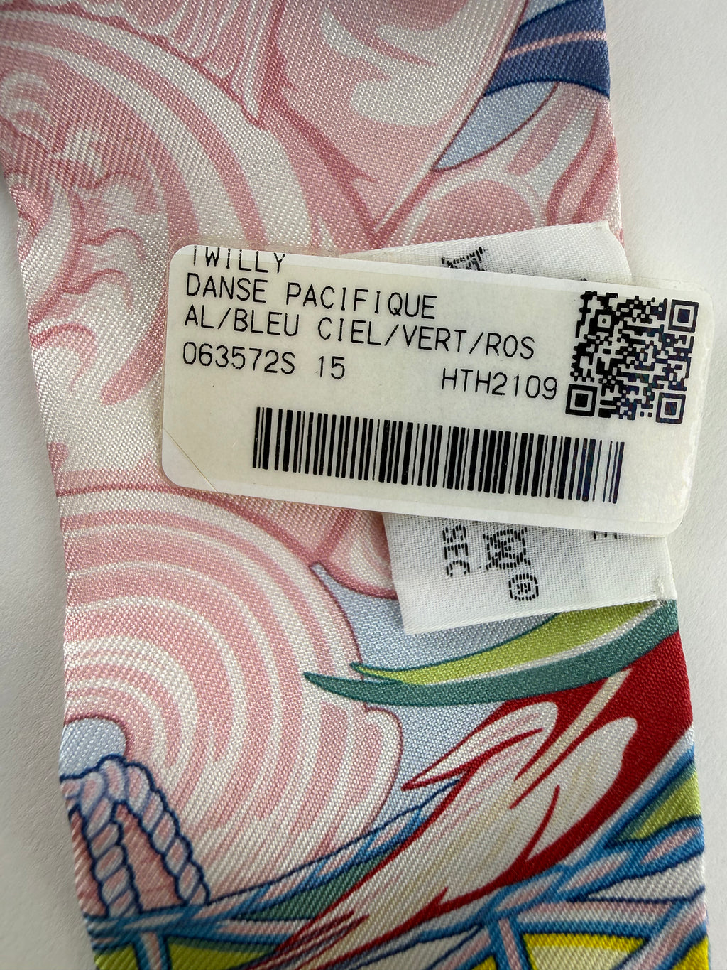 Hermes Danse Pacifique Bleu Ciel / Vert / Rose Silk Twilly Scarf