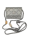 Chanel Metallic Silver Quilted Mini Bag with Limited Edition Charms