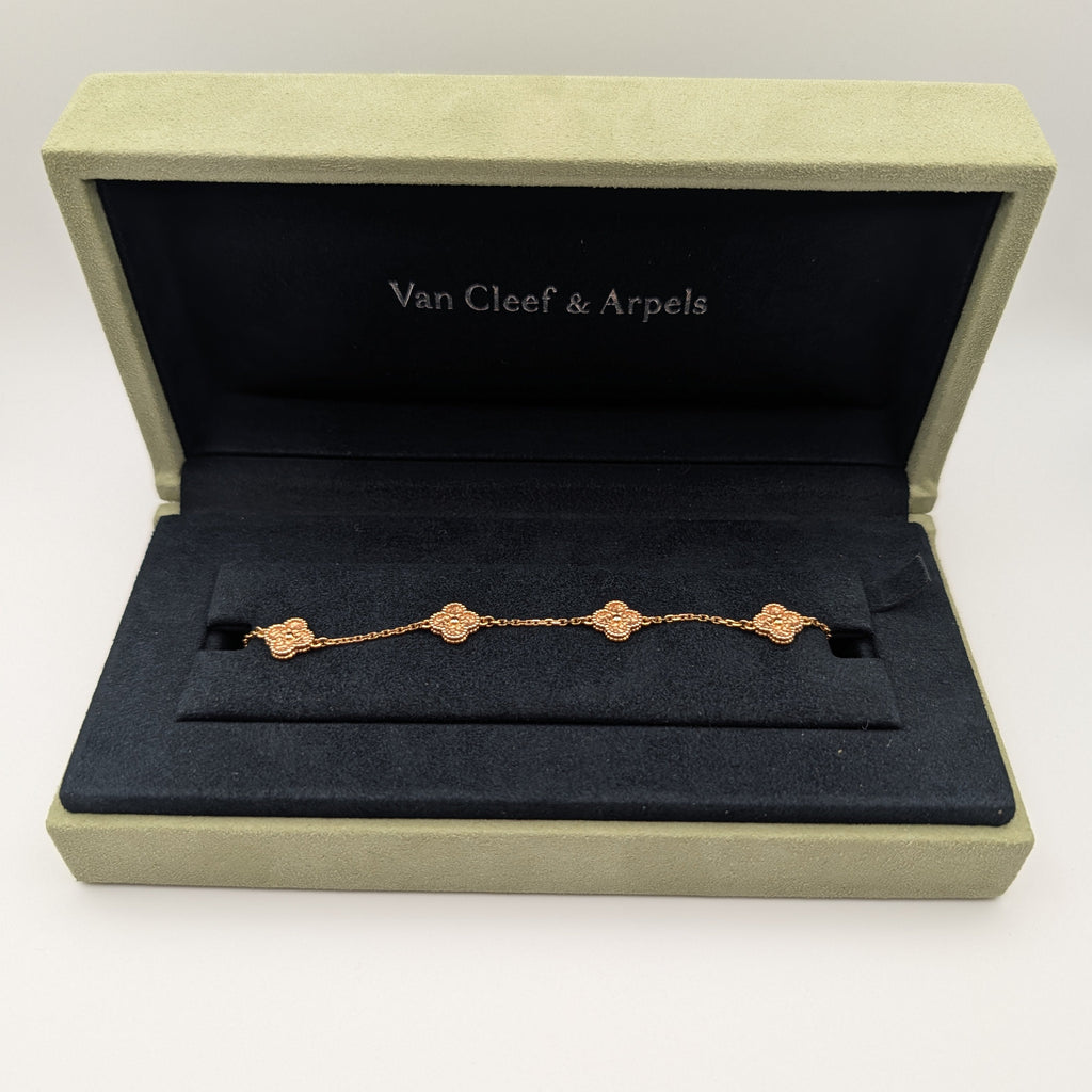 Van Cleef & Arpels Sweet Alhambra 6-Motif Bracelet - Guilloché Gold