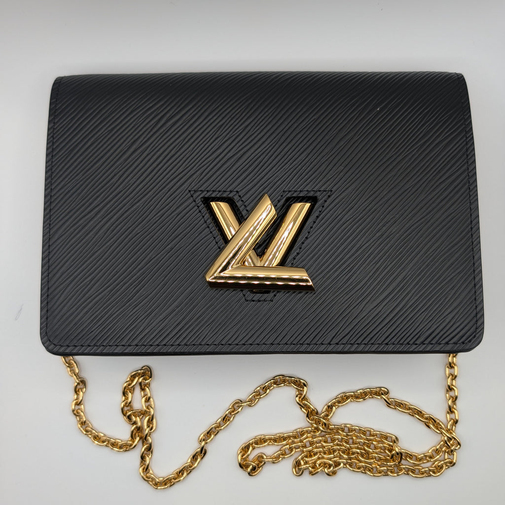 Louis Vuitton Black Epi Leather Twist Wallet on Chain