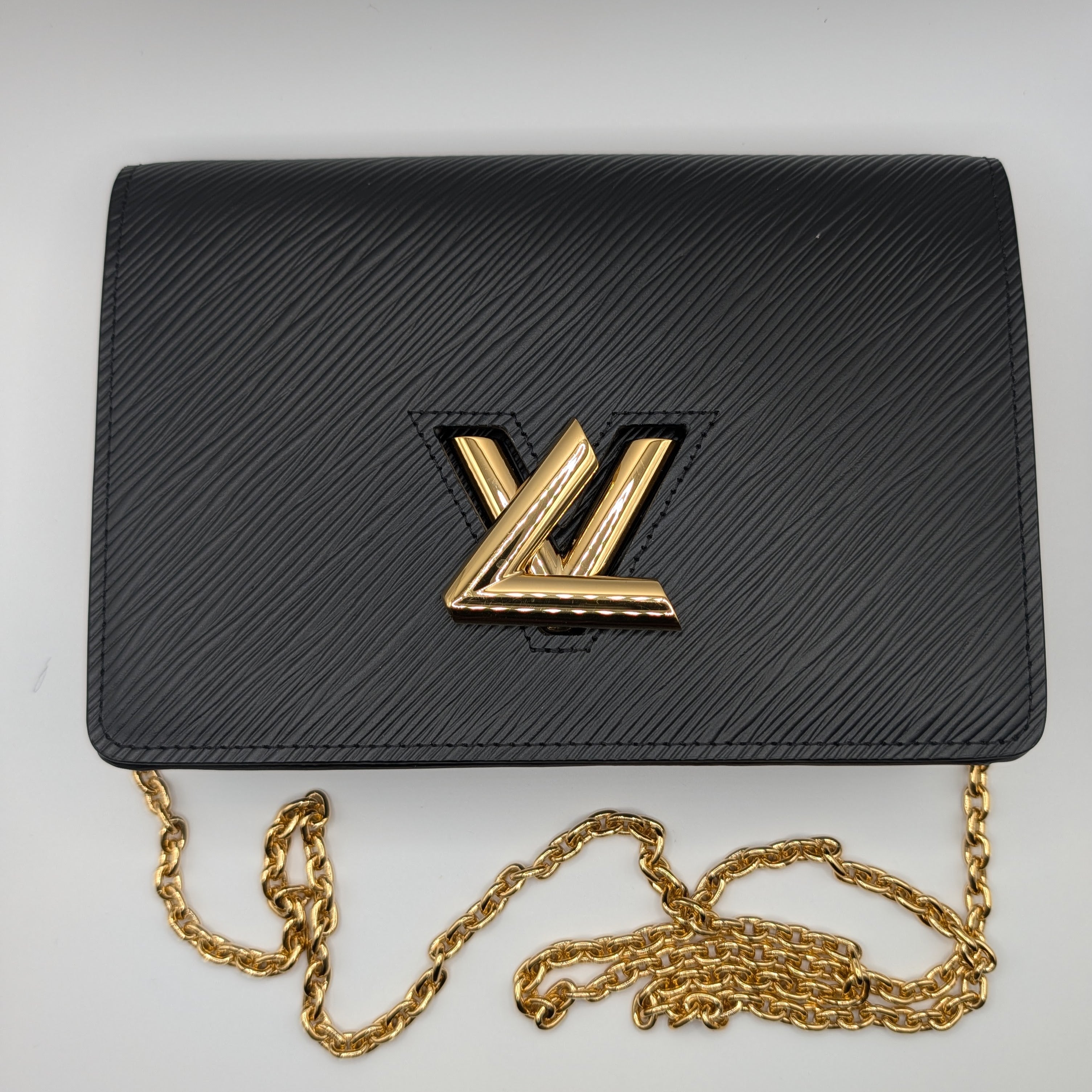 Louis Vuitton Black Epi Leather Twist Wallet on Chain