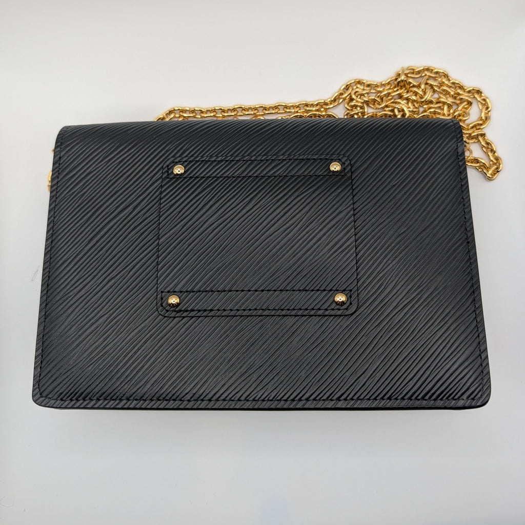 Louis Vuitton Black Epi Leather Twist Wallet on Chain