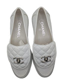 Chanel Quilted CC Loafers White Lambskin
